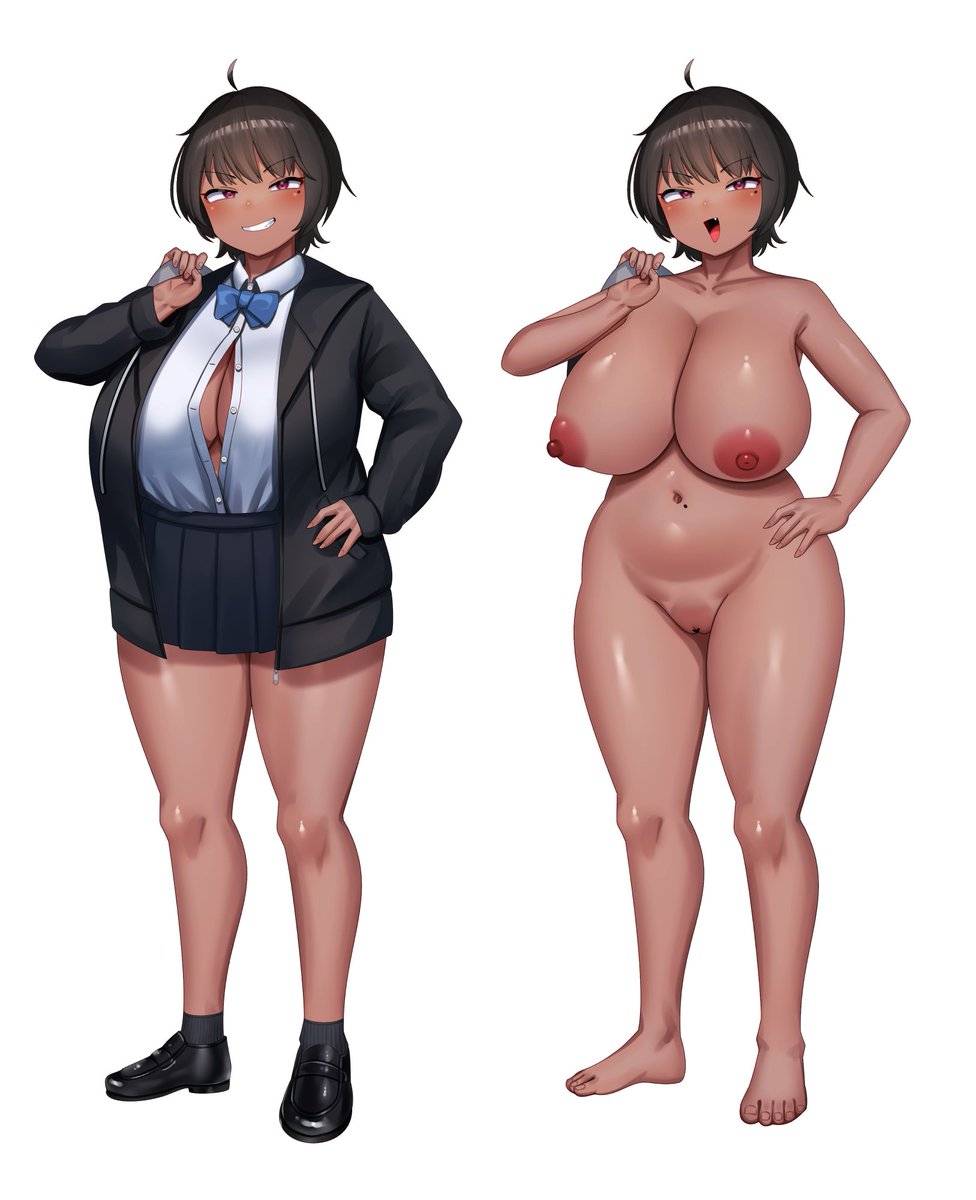 skebからデザインさせてもらった巨乳ボーイッシュ褐色JKちゃん