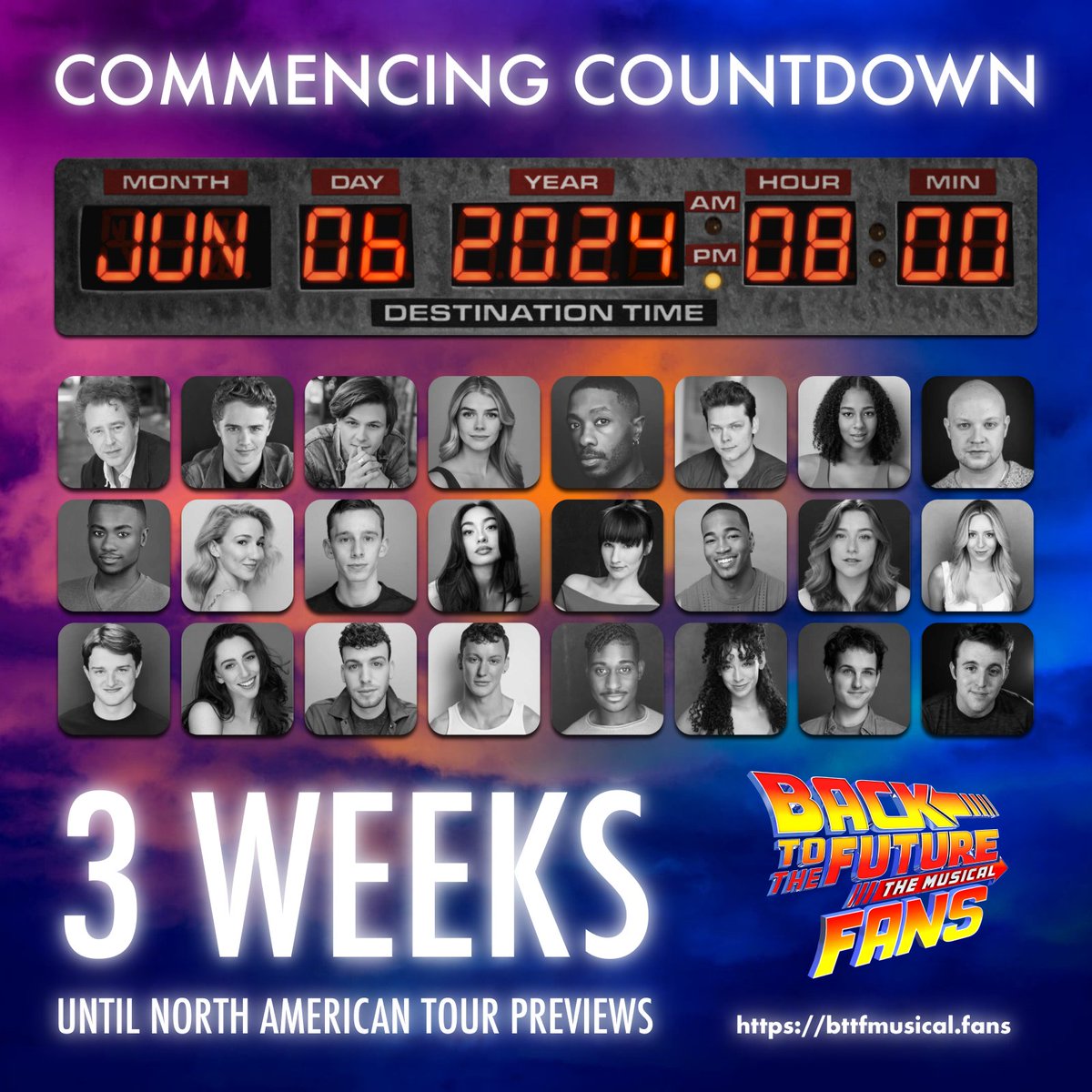 ⏰ IT’S ONLY A MATTER OF TIME ⚡️

There are now only THREE WEEKS until the first national @BTTFBway tour previews at @atProctors in Schenectady on June 6th ahead of the official launch in Cleveland on June 14th! 🤯

#bttfbway #bttfbroadway #backtothefuturebroadway #bttftour #bttf