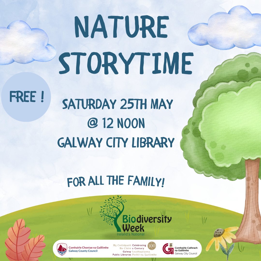 Next week is #biodiversityweek2024, and
@galwaycitylib
is celebrating with a nature-themed storytime for all the family on Saturday 25 May at 12 noon. It’s completely free, so come along and enjoy some amazing stories!  #storytime #familytime #nature #freeevent #atyourlibrary