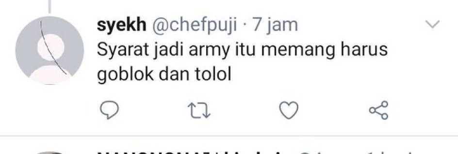 *ada teori antara jennie sm oppaknya bikinan shipper*
kremy : 'jennie media play mau cb solo'

*jennie update ig*
armytot : 'apasih jennie caper bgt ke oppak gw' 'pansos ke t@e soalny mau cb solo'

*jennie donasi*
armpits : 'donasi pk nama fans deket2 cb solo ngelobi fansnya'