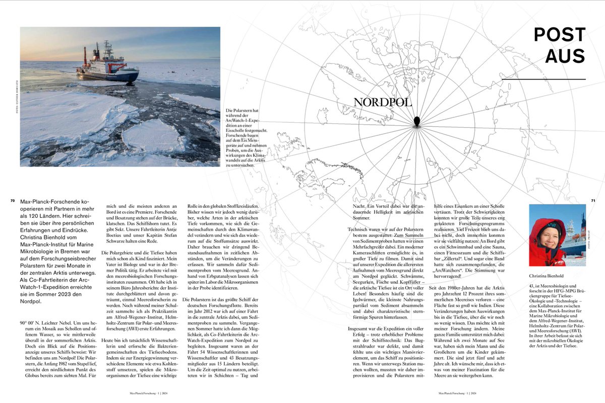 Max Planck Institute for Marine Microbiology (@marinemicrobio) on Twitter photo Post vom #Nordpol! 🥶❄️
Unsere Kollegin <a href="/ChrBienhold/">Christina Bienhold</a> erzählt in der neuen Ausgabe der #MaxPlanckForschung <a href="/maxplanckpress/">Max Planck Society</a> von Ihrer Forschung an #Mikroorganismen der #Tiefsee mit der FS Polarstern im hohen Norden.
bc.pressmatrix.com/de/profiles/b3…
<a href="/Habitat_MPI/">Deep Sea Ecology and Technology Group (Habitat)</a> <a href="/AWI_de/">AWI Medien</a> #Meeresforschung Post vom #Nordpol! 🥶❄️
Unsere Kollegin <a href="/ChrBienhold/">Christina Bienhold</a> erzählt in der neuen Ausgabe der #MaxPlanckForschung <a href="/maxplanckpress/">Max Planck Society</a> von Ihrer Forschung an #Mikroorganismen der #Tiefsee mit der FS Polarstern im hohen Norden.
bc.pressmatrix.com/de/profiles/b3…
<a href="/Habitat_MPI/">Deep Sea Ecology and Technology Group (Habitat)</a> <a href="/AWI_de/">AWI Medien</a> #Meeresforschung