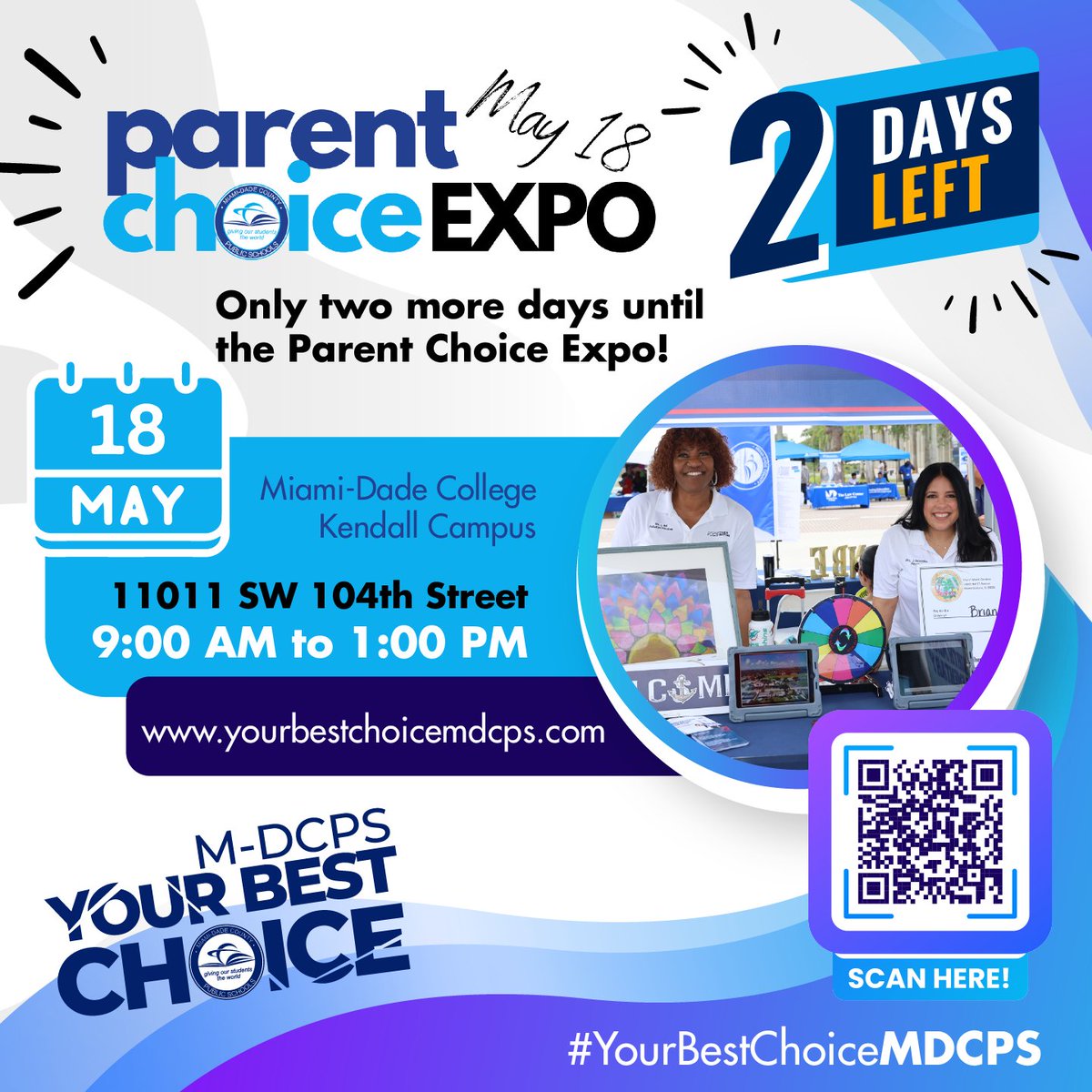 Only two more days until the @MDCPS Parent Choice Expo at @MDCollege Kendall Campus! Families don't miss this opportunity to access vital info on academics, resources, and support. See you soon! For info, visit: yourbestchoicemdcps.com #YourBestChoiceMDCPS