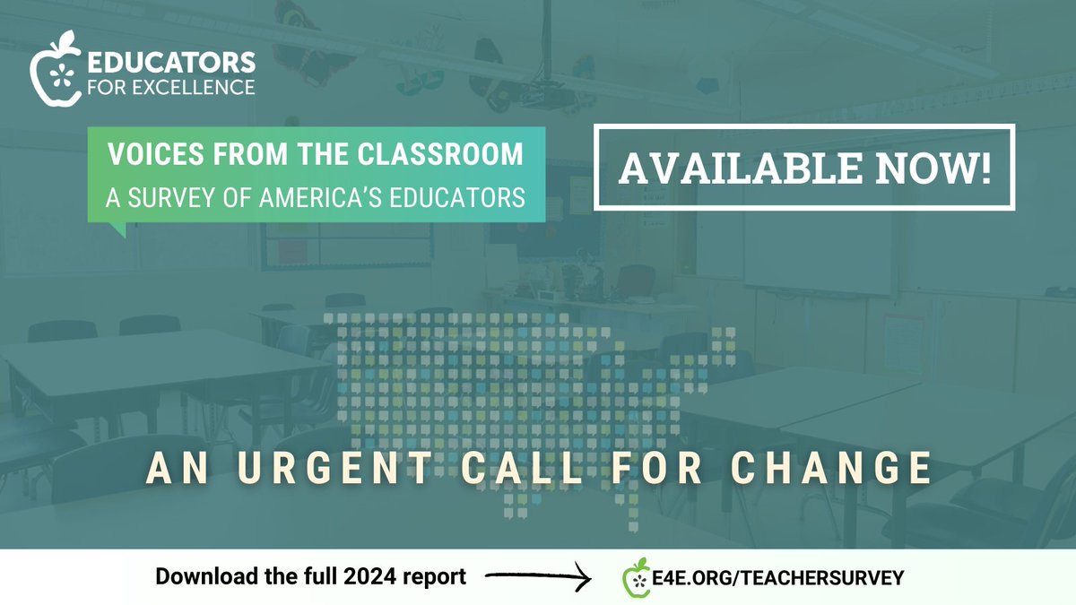 NEW SURVEY RESULTS: Data from our 7th annual #TeacherSurvey, Voices from the Classroom, reveal an education system in crisis, not only for our educators but for the students they serve. Tune into our live stream TODAY at 9 AM EST to learn more: e4e.org/teachersurvey