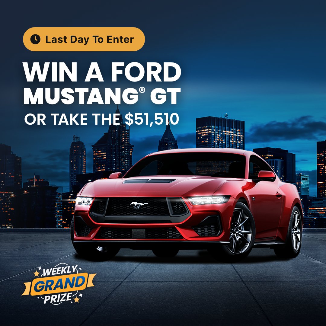 Adventure-loving, muscular pony car seeks thrill-seeking road warrior who loves power and style. Ready to Win Me? Claim today’s final entries now! bit.ly/3QN2YbA