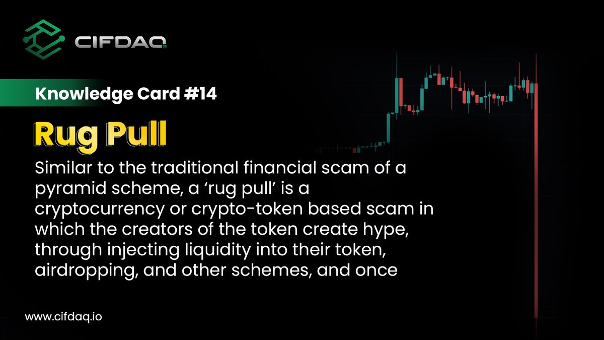 cifdaq's tweet image. Check out this #KnowledgeGraph #14 on #RugPulls
Learn how these #CryptoScams work and how to protect your investments.
Stay informed and safe in the #cryptoworld