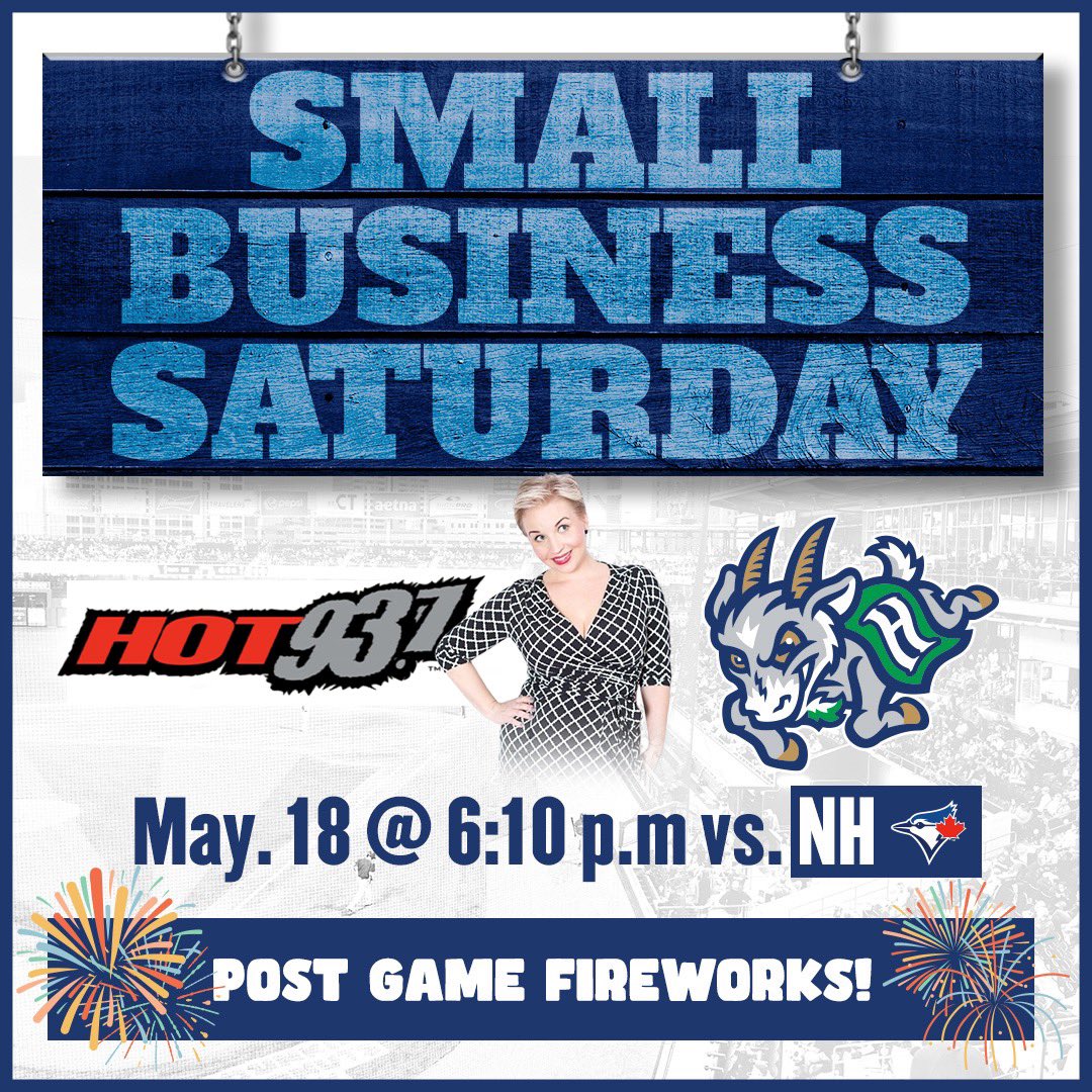 🎆 Get ready for an amazing night at Dunkin Park! Join us this Saturday for #Hot937 Night at @GoYardGoats Game. Gates open at 5:30 PM for Small Business Saturday! 

@jennyboomboomtv Will Be Throwing The First Pitch ⚾️ 

Win 🎫 All Week Long!

#Hot937Night #SmallBizLove