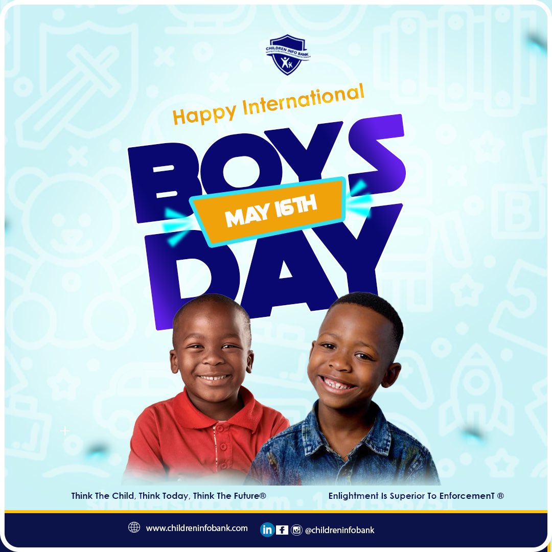 Shout out to all the boys out in the world. You are a symbol of strength, courage and resilience. Without you our world would be incomplete.🥳👦
……
Happy International Boys day.
…..
#childreninfobank #internationalboysday #boysday #thursday