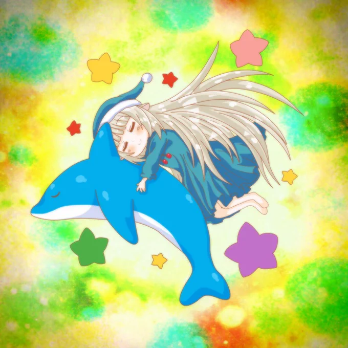 メリーさんが寝ている絵 