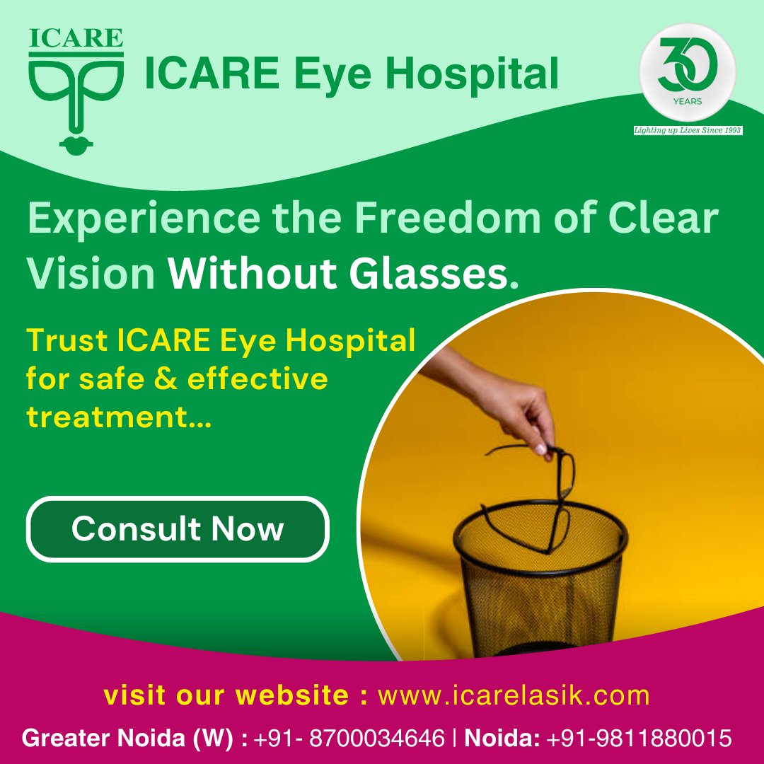 See clearly, and live freely! 𝗗𝗶𝘀𝗰𝗼𝘃𝗲𝗿 𝗟𝗔𝗦𝗜𝗞 𝗮𝘁 𝗜𝗖𝗔𝗥𝗘 𝗘𝘆𝗲 𝗛𝗼𝘀𝗽𝗶𝘁𝗮𝗹 for a glasses-free lifestyle.
#LASIK #GlassesFree #ClearVision #ICAREEyeHospital