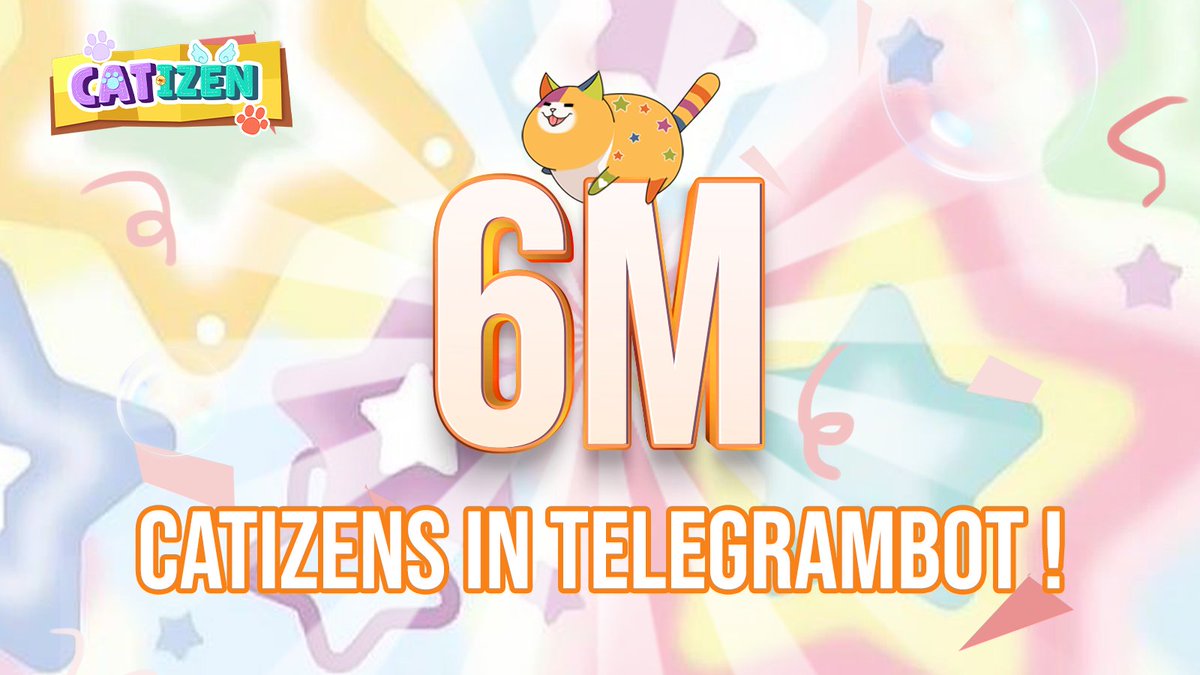 📣 Catizens!
Catizen going online for 2 months and we have amassed 6M Catizens in Kittyverse!🌏

🔥Here are some data we'd like to share🔥
🐾 Total In-Game Catizens: 6M
🐾 Chain users: 610K

As the TON eco project has gained a lot of attention in this week, the Catizen family has