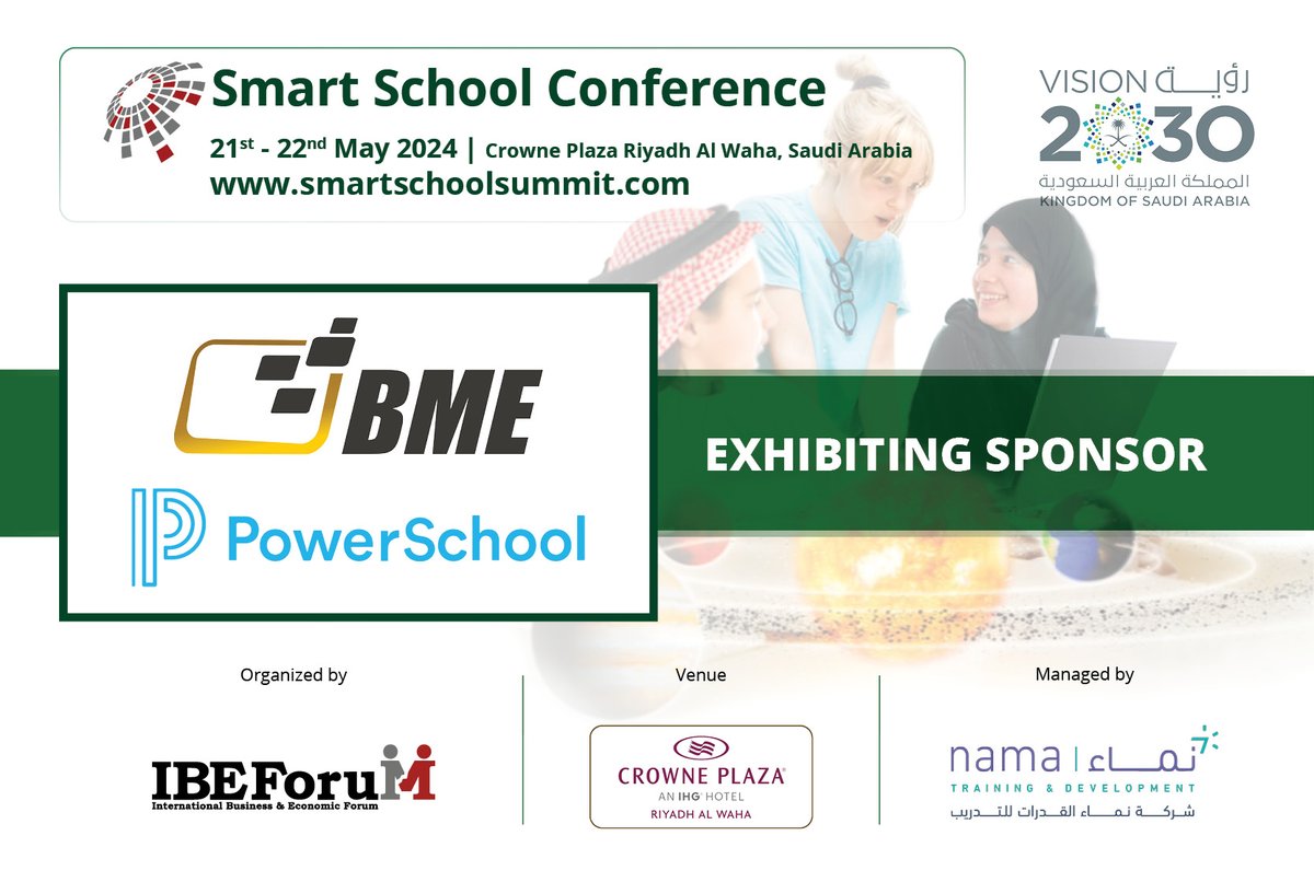 IBEForuM is delighted to welcome BME PowerSchool on board as our official EXHIBITING SPONSOR for the Smart School Conference | 2024  For more details, kindly log onto:smartschoolsummit.com #saudieducation #ibeforumevents #saudievents #education #vision2030