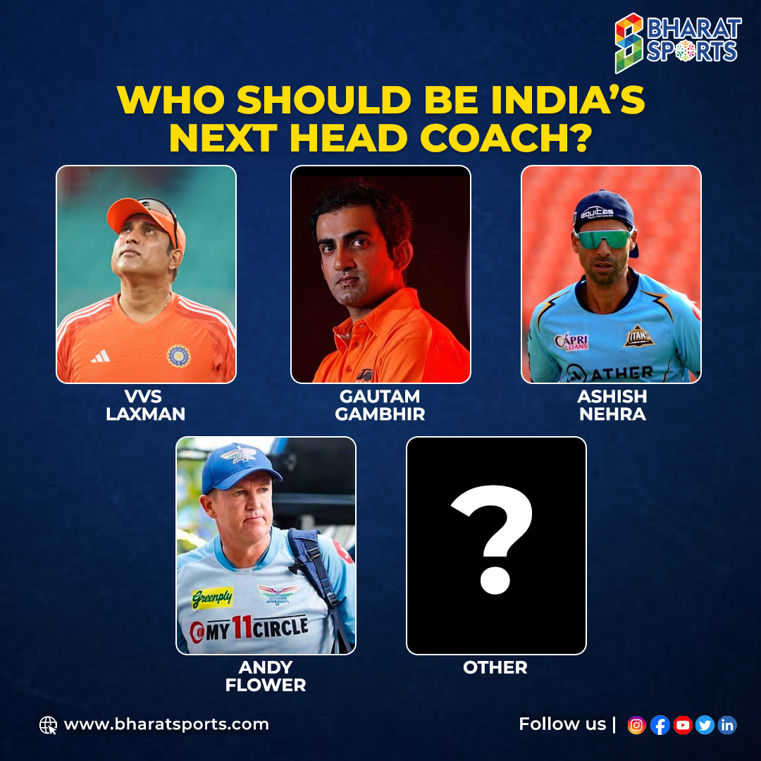 '🏏 Exciting choices ahead for #TeamIndia in #T20Cricket! Who would you pick? 🇮🇳 Gautam Gambhir, VVS Laxman, Ricky Ponting, Justin Langer, or Ashish Nehra? 🤔 Don't miss the action in #IPL2024, featuring stars like Nitish Reddy, Tushar Deshpande, MS Dhoni, and Jasprit Bumrah!