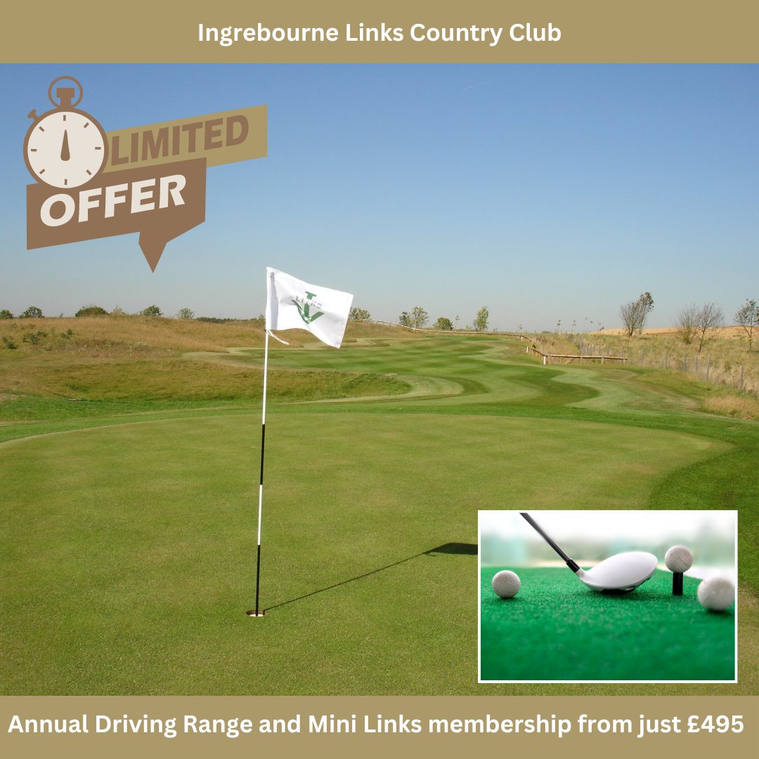 Annual Driving Range and Mini Links membership! For just £495 you will receive 12 months membership which includes FREE use of the Mini Links and FREE range balls to use on the driving range! Contact us today on 01708 201301 or drop into reception and ask for Kelly Tidbury.