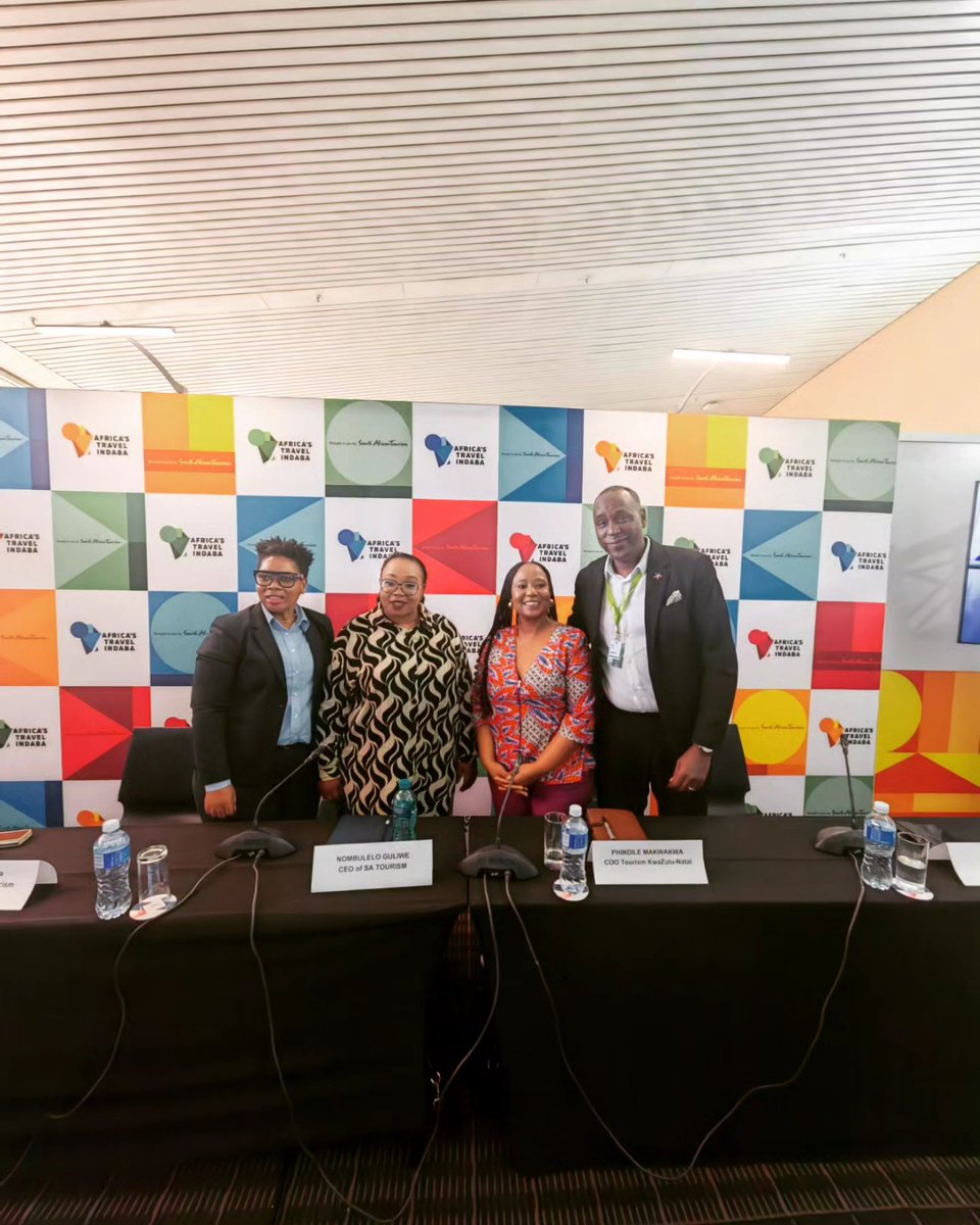 Tourism KZN and other bid parties at the #ATI2024 press briefing today 🎙️🇿🇦 #AfricaTravelIndaba2024 #atiinkzn #KZNHasItAll #believeit #indabatravel2024