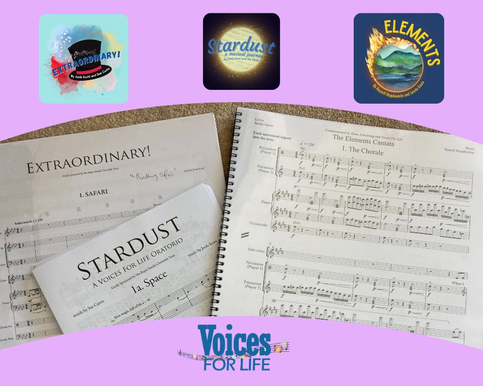 3️⃣ amazing Voices for Life commissions which form 3️⃣ exciting singing & wellbeing projects!

350 children are currently benefiting from these projects.  Hear their performances 👇

The Elements Cantata & Extraordinary! 27/28 June @bathabbey
Stardust, 3rd July @trurocathedral