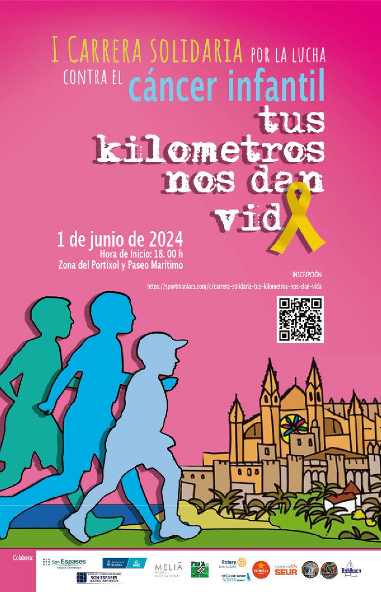 🏃La Sociedad de  <a href="/PediatriaBalear/">SOPEBA</a>  invita a participar en la carrera solidaria para recaudar fondos para la investigación para el cáncer pediátrico.

📌1 de junio a las 18h en la zona del Portixol

➡️Información e inscripciones: sportmaniacs.com/es/services/in…