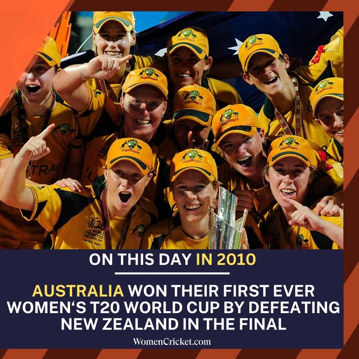 #onthisday in 2010, Australia won their first ever Women's T20 World Cup by defeating New Zealand in the final 🏏 #women #cricket #australiacricket #T20WorldCup #newzealandcricket #CricketTwitter #WomenCricket