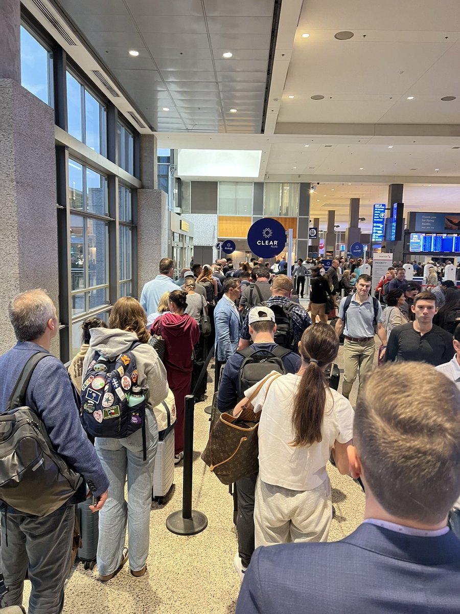 What happened in #Austin <a href="/TSA/">TSA</a>??? <a href="/Clear/">CLEAR</a> line is 30 mins, TSApre much longer. This is insane. Thanks for ruining our airport. #tsahelp #clearhelp