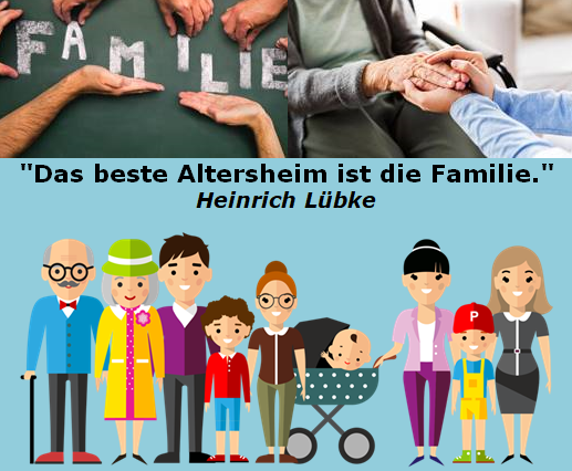 • "Das beste Altersheim ist die Familie." - Heinrich Lübke
• "Es ist zwecklos, den Eltern nach ihrem Tode zu opfern, wenn man sie zu Lebzeiten nicht unterstützt." - Chinesisches Sprichwort