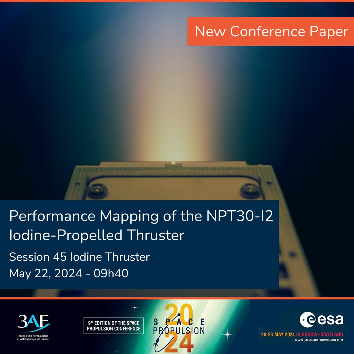 The 'Performance Mapping of the NPT30-I2 Iodine-Propelled Thruster' in a new article at the #SP2024 🛰 

#space #propulsion #iodine #newdevelopment #innovation #qualification
