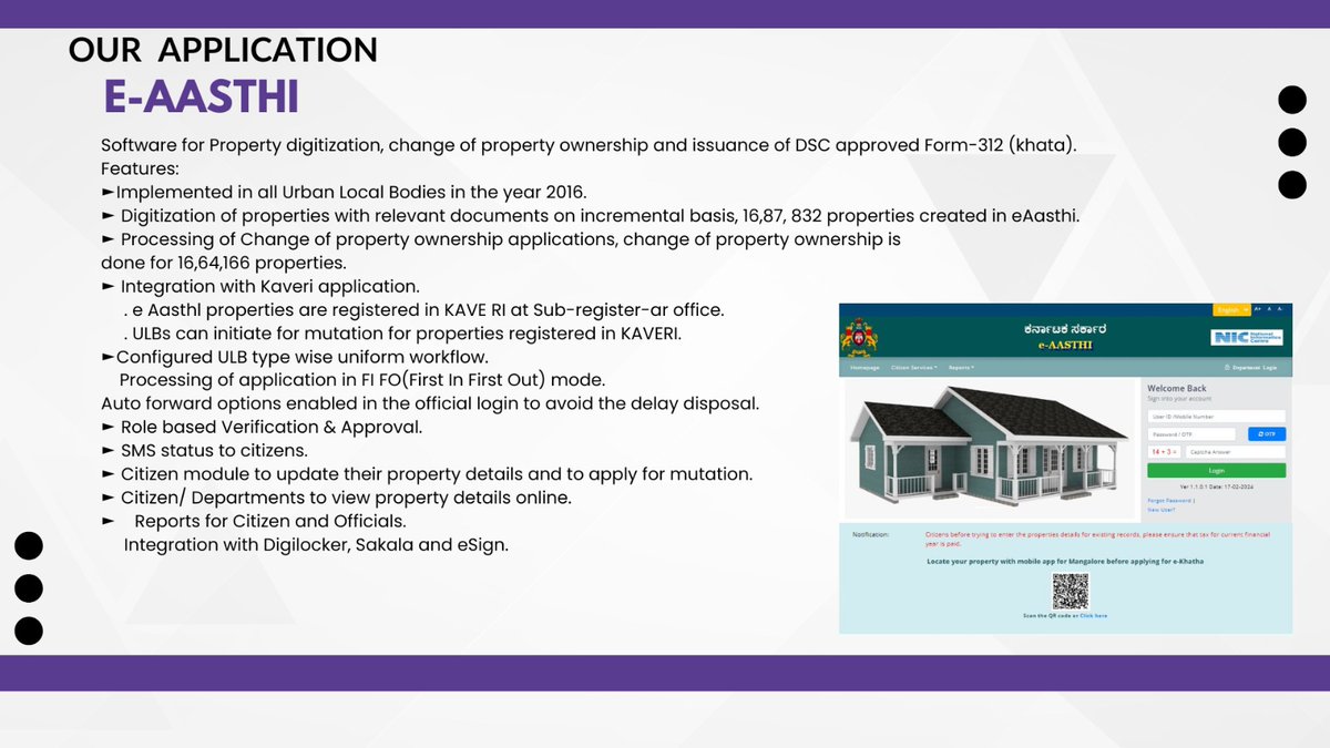 KMDSGoK's tweet photo. Urban Local Bodies (ULBs) in Karnataka are digitizing properties and issuing digitally approved Form-3/2 for the citizens. Citizen can submit request for property registration and view their property details in eAasthi application using the below link.
https://t.co/BWMtmqZYf0 https://t.co/v6YslfK7ig