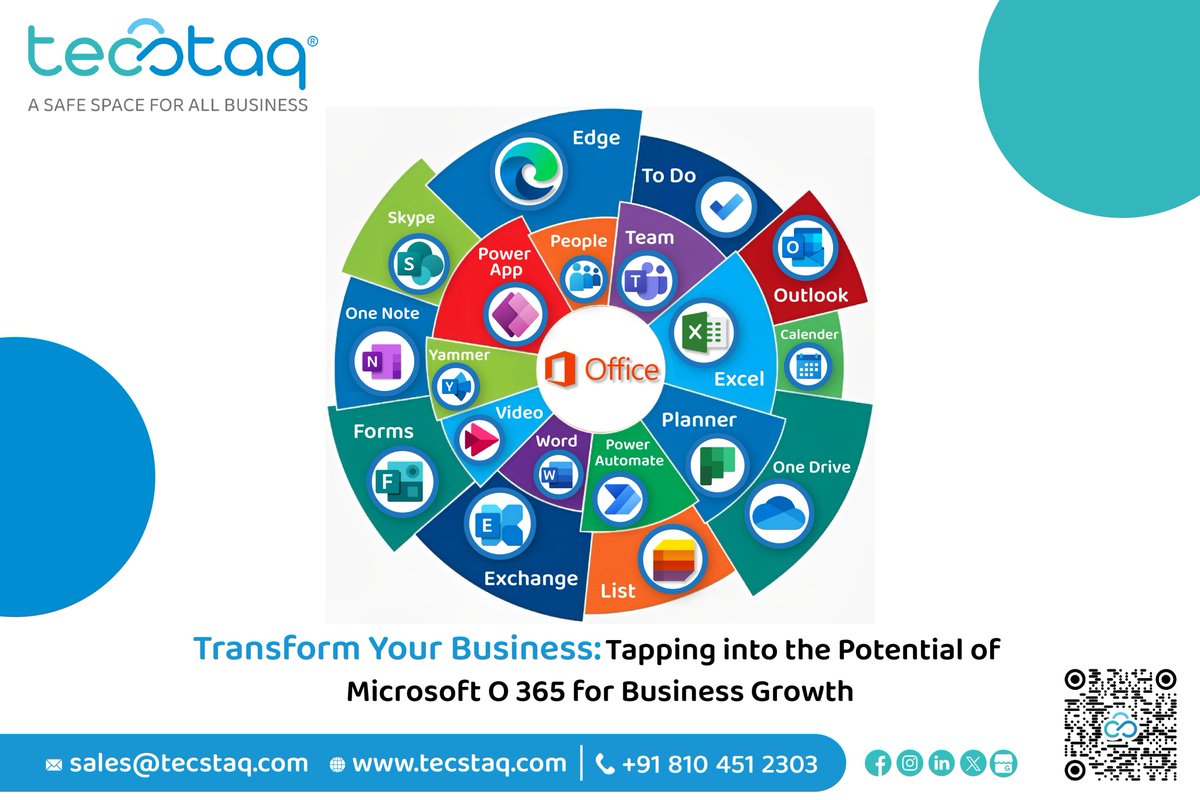 Harness the power of Microsoft O 365 to elevate your business operations and drive growth.

#TecStaq #GreenAims  #BusinessGrowth #TechForBusiness #ProductivityTools #BusinessInnovation #CloudSolutions #MicrosoftO365 #BusinessTech #Office365 #BusinessDevelopment