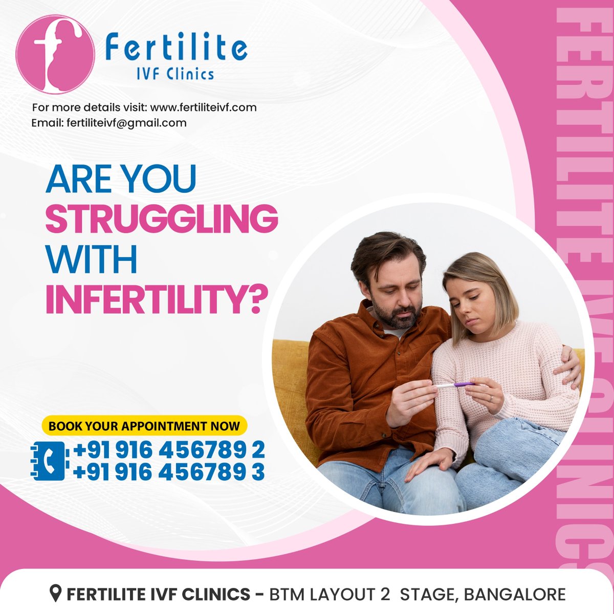 🌟 **Fertilite IVF Clinics** 🌟

Are you struggling with infertility? We're here to help!

📞 **BOOK YOUR APPOINTMENT NOW:**
+91 91645 67892 | +91 91645 67893

For more details, visit: fertiliteivf.com
📧 **Email:** fertiliteivf@gmail.com

#FertiliteIVFClinics #Infertility