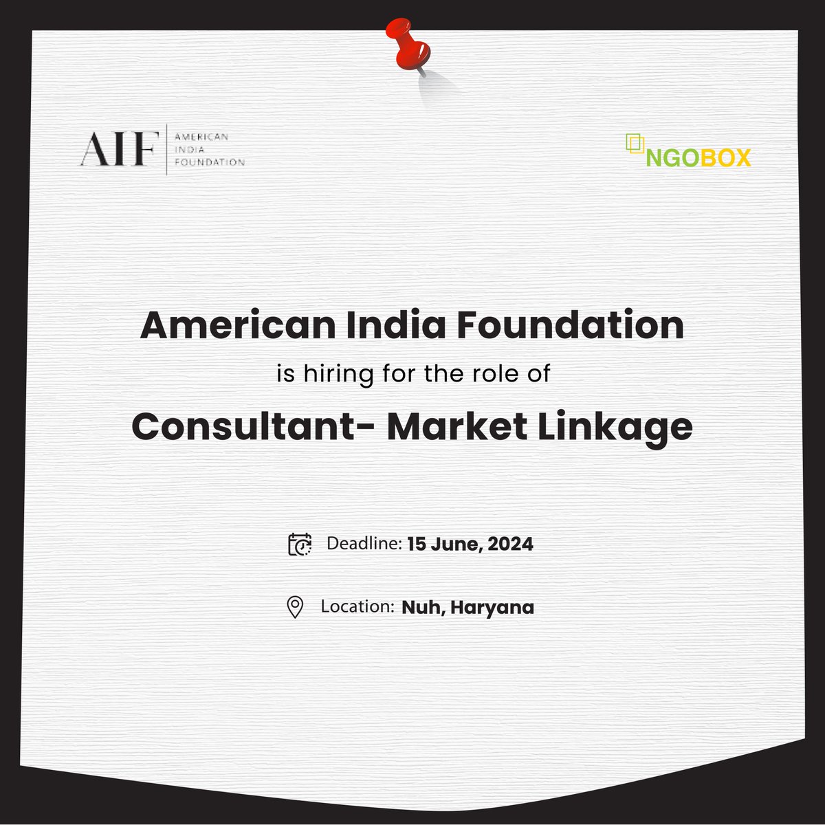 Join the @AIFoundation as a Consultant in Market Linkage! Are you equipped with at least a B.A. or B. Sc Degree in Marketing, Social Work, or a similar discipline? This could be your chance to shine! Apply now: ngobox.org/job-detail_Con… #JobOpening #Consultant