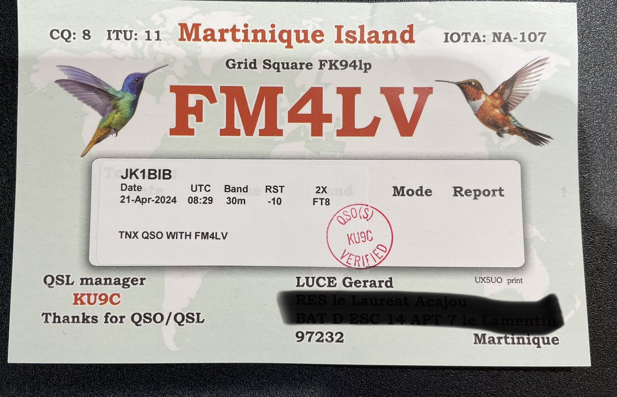 In today’s mail, 2 really cool QSL cards. The first from Merelda on Pitcairn Island. The other from Gerard on Martinique. Both via their QSL managers in the USA. Thanks! #AmateurRadio