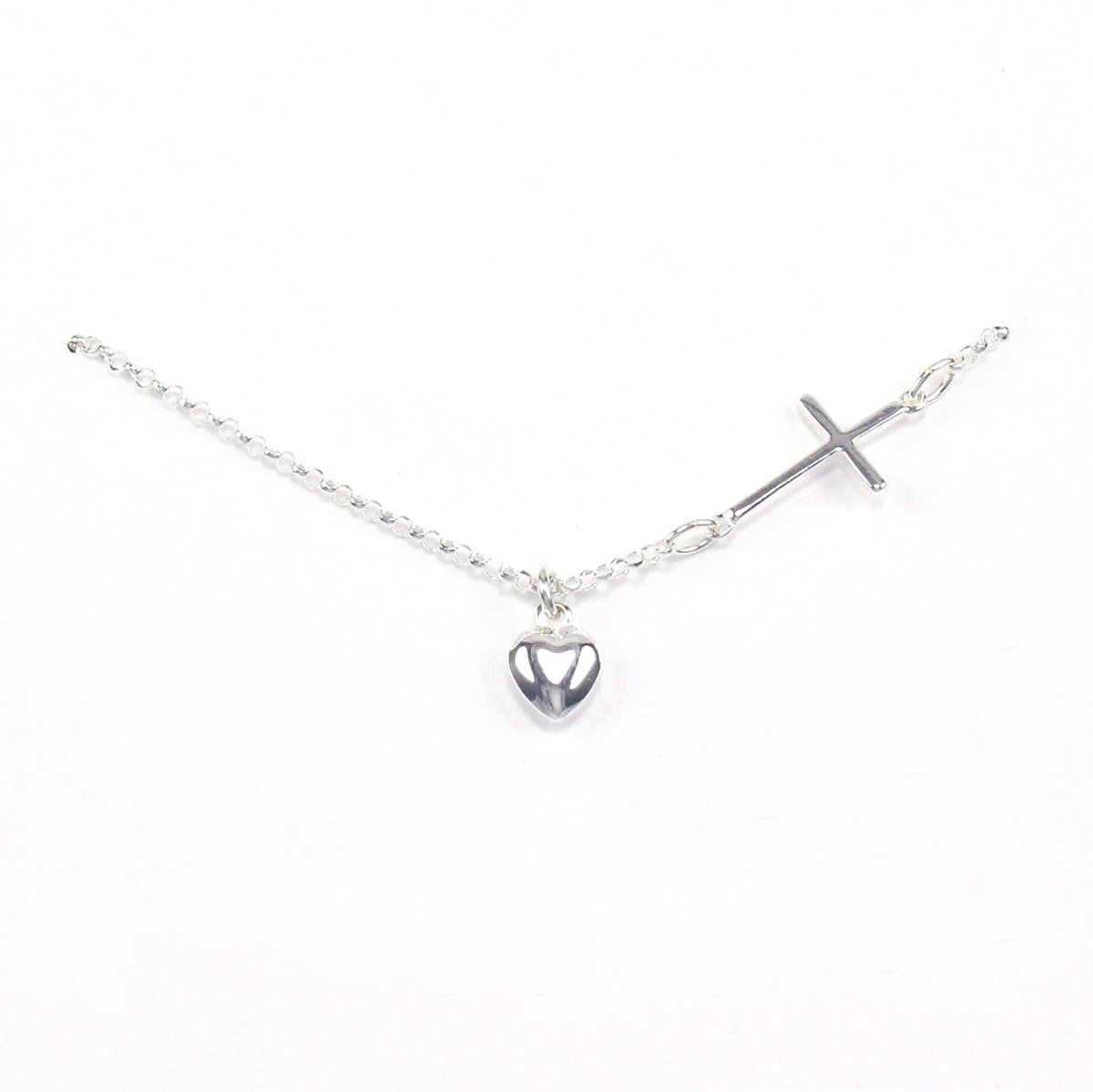 Sideways cross necklace sterling silver & small heart charm. Simple crucifix necklace, dainty side cross pendant jewelry for Christian women tuppu.net/c558e05f #etsygifts #shopsmall #handmadejewelry #etsyfinds #giftsforher #etsyshop #etsyseller #Etsy