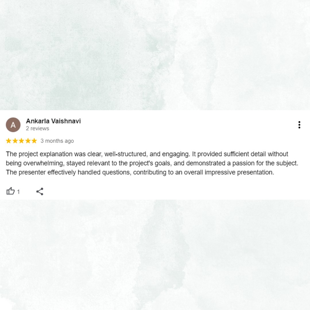 cloudtechpro's tweet image. See why students give us โญโญโญโญโญ Read their reviews
#studentsreview #googlereview #IEEEminiprojects #Pythonminiprojects #Miniprojects #ieee2024 #IEEELearning #ieeemajorprojects #pythonmajorprojects #academicprojects #Deeplearningminiprojects
