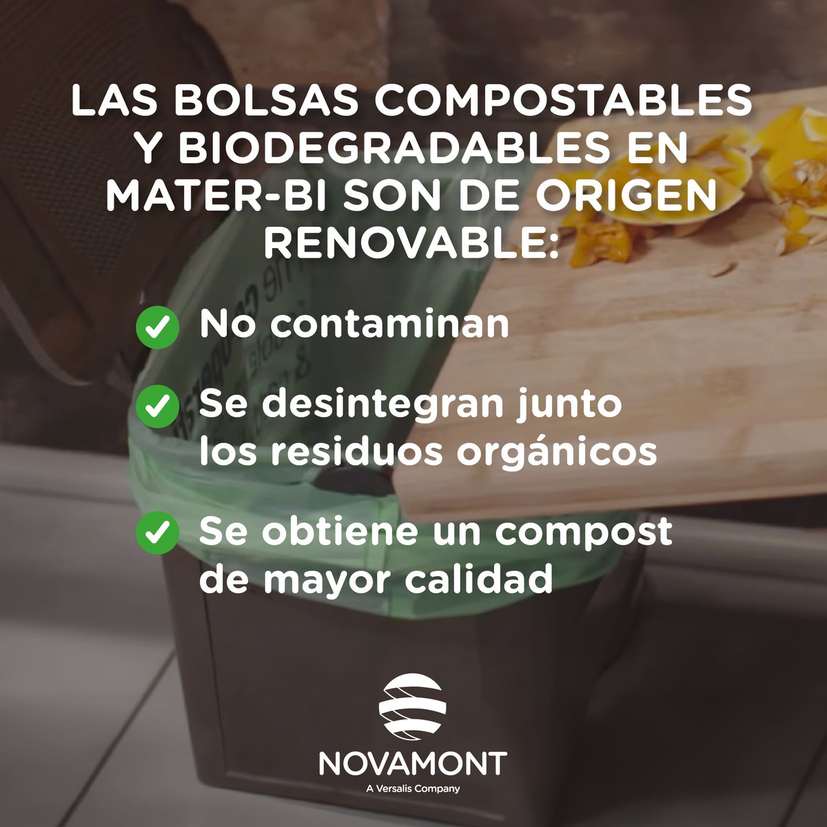 Las bolsas #compostables y #biodegradables en #MaterBi, gracias a su origen renovable, mejoran la gestión de los #biorresiduos domésticos y de restauración, no contaminan, se desintegran junto los residuos orgánicos y se obtiene un #compost de mayor calidad. Te lo contamos