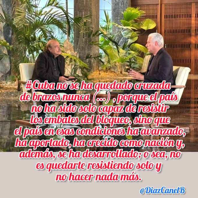 🌵🇨🇺 Excelente entrevista de Ignacio Ramonet a nuestro presidente @DiazCanelB, respuestas claras y transparentes sobre la vida del cubano y la gestión del Gobierno y el PCC. #Cuba #ClaridadTunera @ESanchezcub #LasTunasXMásVictorias @ClaridadTunera