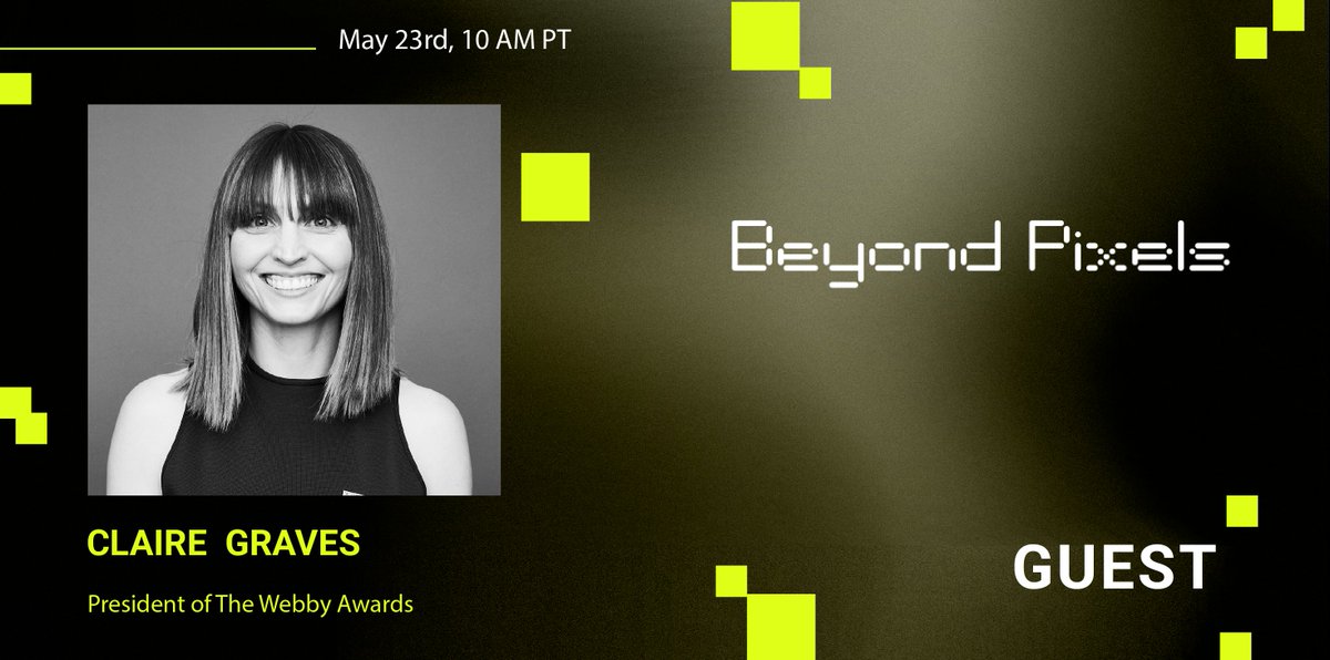 🚀 Exciting news! @clairegraves, President of @TheWebbyAwards, is joining us on Beyond Pixels! 🌟Don't miss her insights on May 23rd at 10 AM PT! #BeyondPixels #WebbyAwards linkedin.com/events/beyondp…