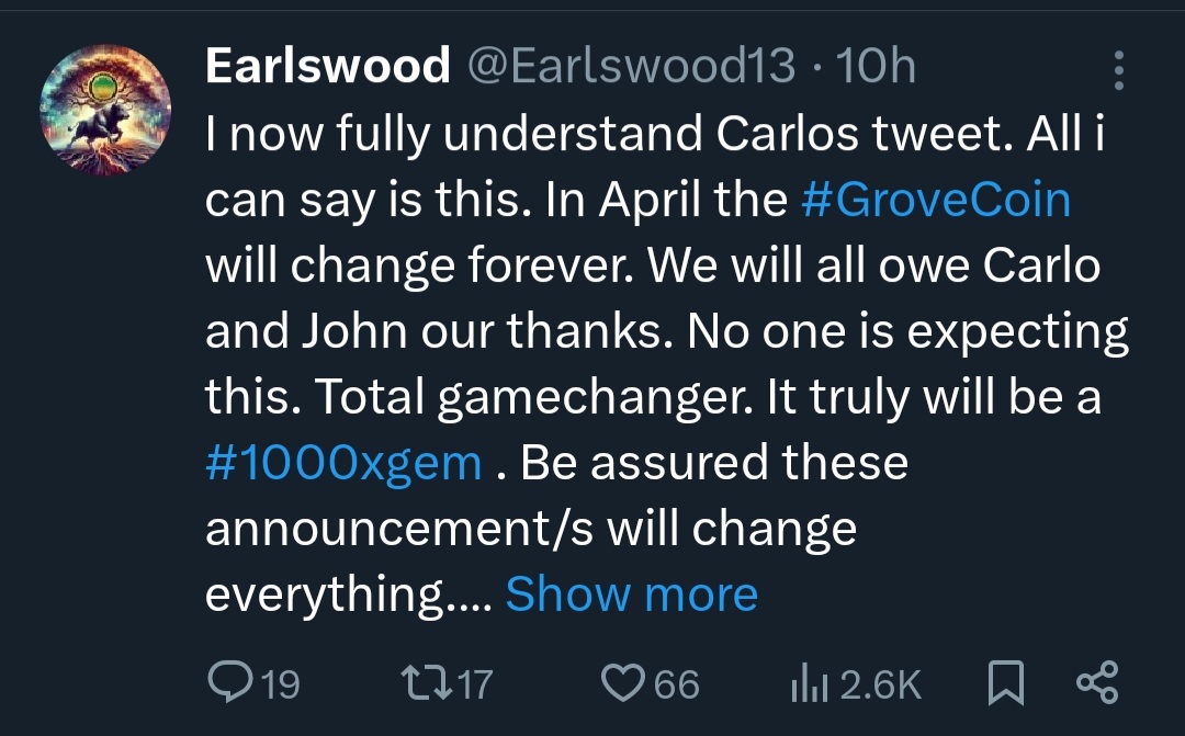 Surley you all thanked John and Carlo...?😂

@earlswood13 🤡

#grovecoin #Grove #Grovex #Grovegreenkeeper #Groveblockchain #Grovetoken #Grovebusiness #Groveecosystem #GRV #Groveexchange