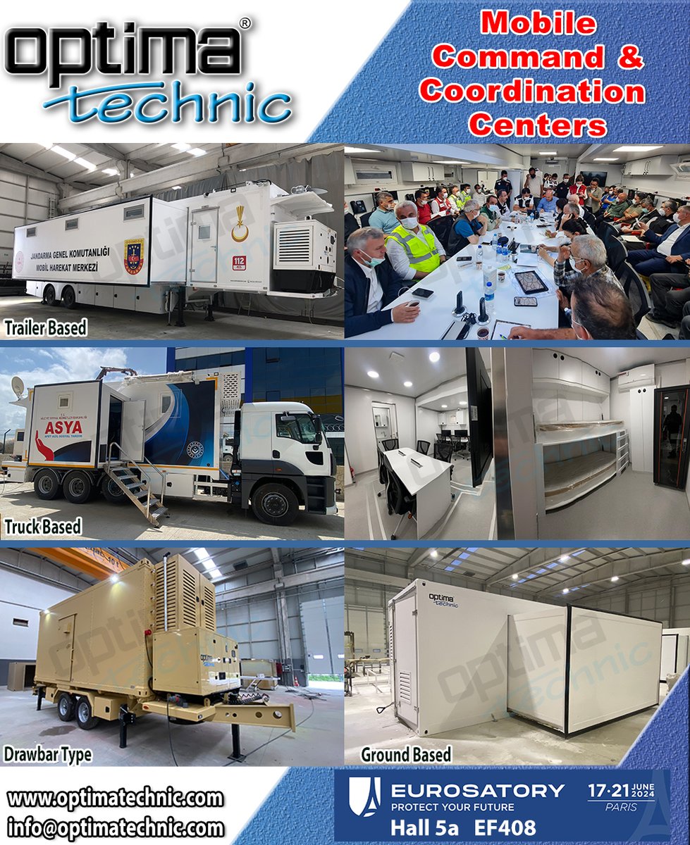 optimatechnic's tweet image. We are waiting all clients to our booth in Eurosatory Defence Exhibition on 17-21 June 2024 (Hall 5A - EF408).
#optimatechnic #mobilecommand #mobilecoordination #commandtruck #militarytruck #shelters #militaryshelter #eurosatory #paris #exhibition #defence #eurosatory
