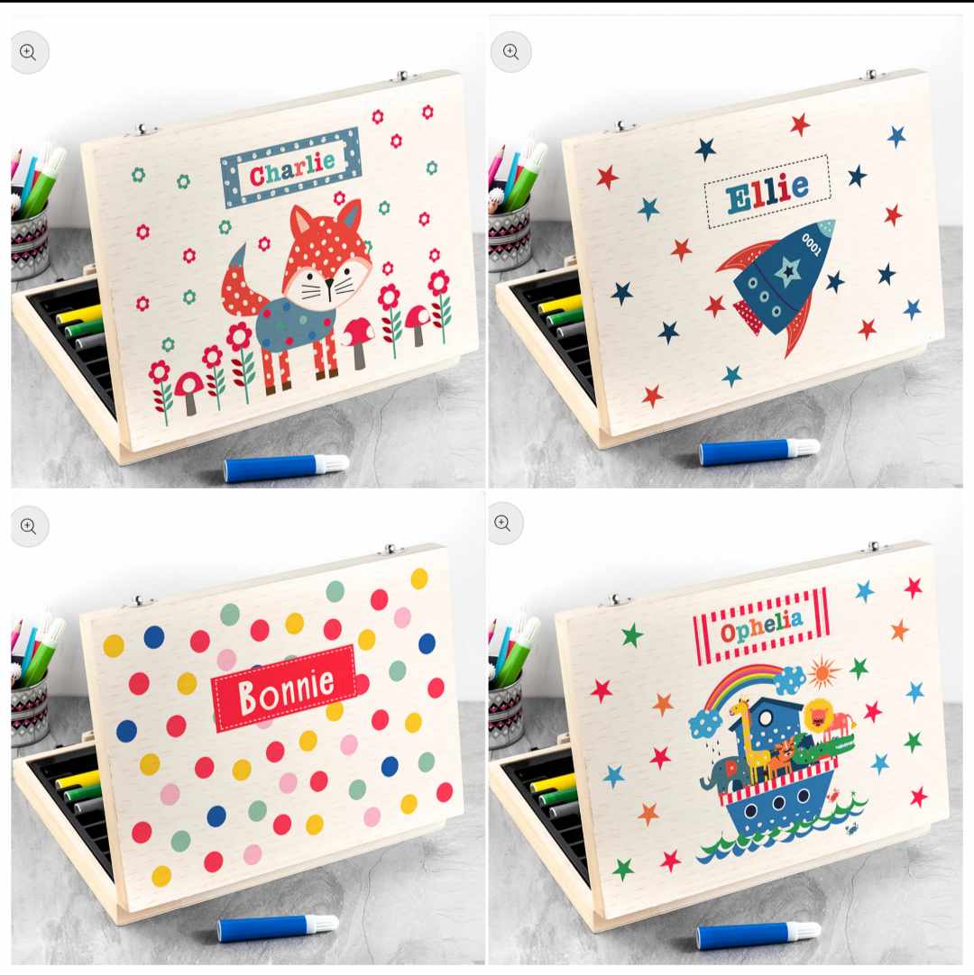 Unleash their inner artist with this 64 piece colouring set supplied in personalised pine case. Includes paints, crayons, pencils and colouring pens. 4 designs to choose from  lilybluestore.com/search?q=colou…

#childrensgifts #artset #giftideas #shopsmall #shopindie #mhhsbd