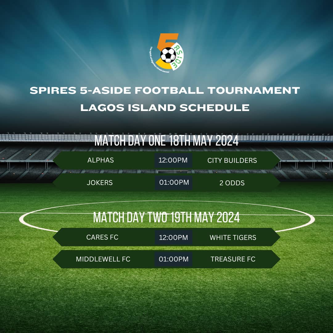 PUMPED UP FOR ISLANDERS 💯🏆

Lagos Island Divisional Qualifiers kicks off this weekend 🔥

📍Union Bank Sports Complex, Bode Thomas, Surulere, Lagos. 

#Spires5Aside