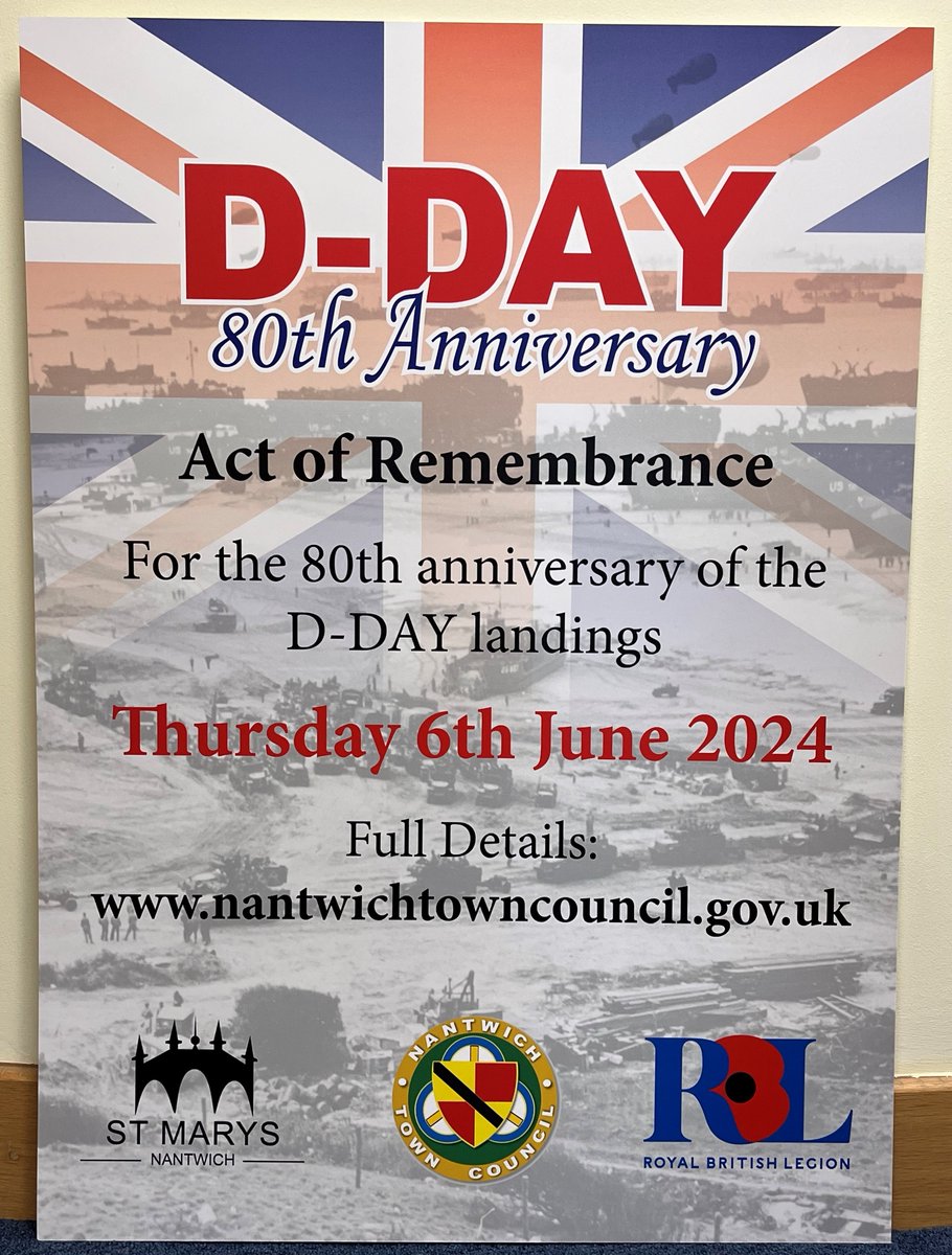 Nantwich Town Council are busy preparing for the D-Day 80th Anniversary act of remembrance on Thursday 6th June