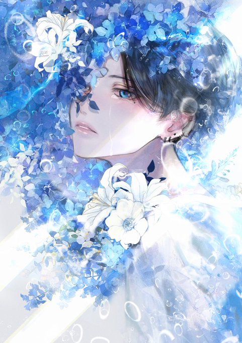 「blue theme upper body」 illustration images(Latest)