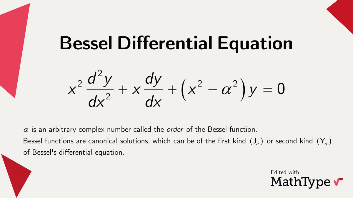 Friedrich Wilhelm Bessel is particularly known for the second-order Bessel Differential Equation and the Bessel functions, which are important for many problems of wave propagation and static potentials. #MathType #math #mathematics #mathematical #mathematician #mathfacts