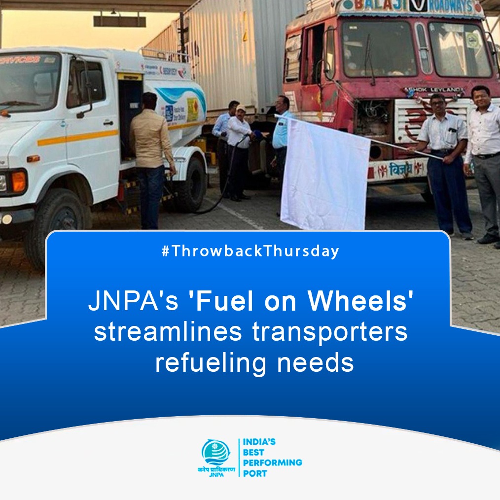 Throwback Thursday, let's reminisce about the launch of JNPA’s 'Fuel on Wheels' at the Centralized Parking Plaza (CPP) last year at JNPA. A game-changing move in our quest to enhance Ease of Doing Business, where transporters can conveniently refill their tractor-trailers