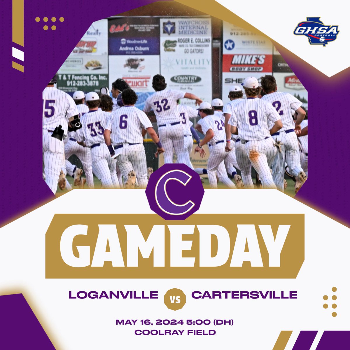 It’s State Championship Game Day! Cartersville faces Loganville in the GHSA AAAAA State Finals today at Coolray Field in Lawrenceville. Game 1 of the DH is scheduled to begin at 5:00PM.