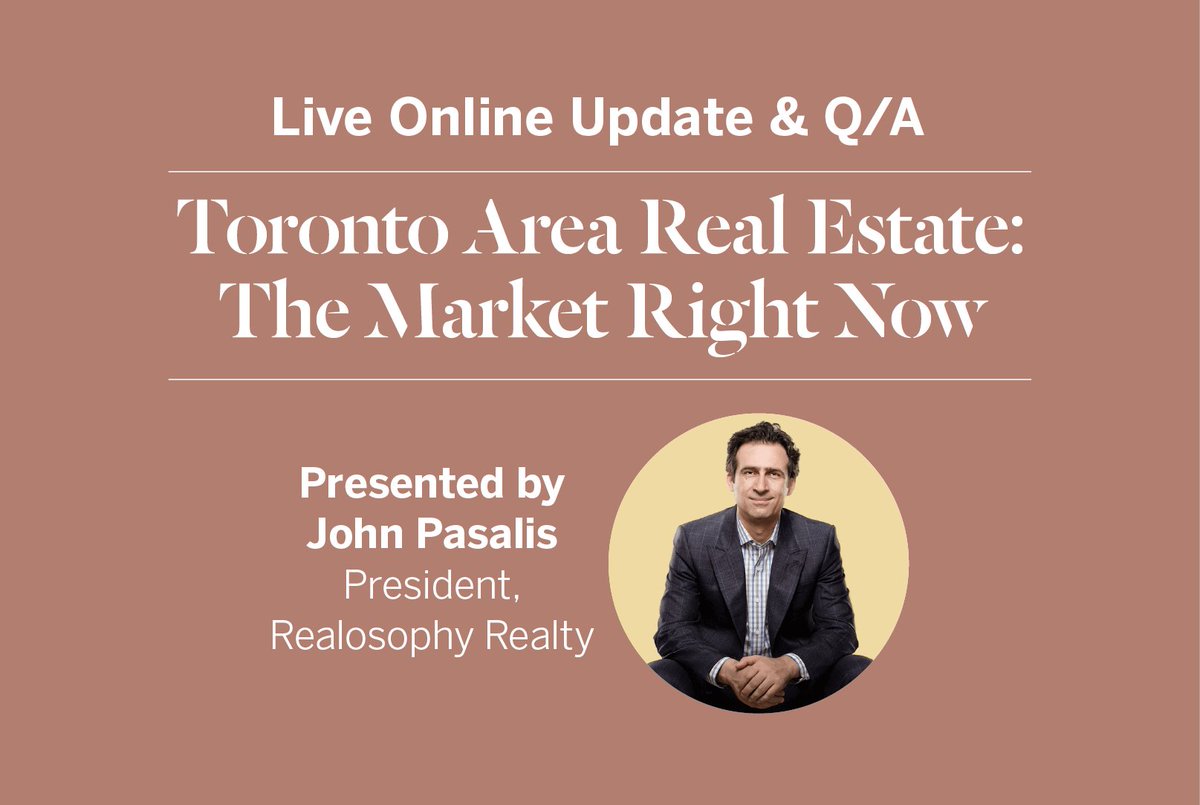 Happening today at 12PM ET! Online Toronto area market update with @JohnPasalis and guests @Dave_at_IMP, @Smarter_RE and @DavinRealosophy - join live to ask your own Qs or use same link to watch on demand after: hubs.la/Q02x971d0