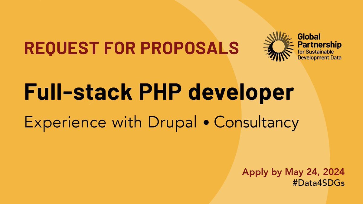 🔔 Calling developers interested in #Data4Good! 👩‍💻 Seeking a full-stack PHP developer w/ extensive experience in Drupal. Responsibilities include providing technical support for our website + related microsites. Review the RFP + apply by May 24, 2024 ➡️ bit.ly/44qXHfn