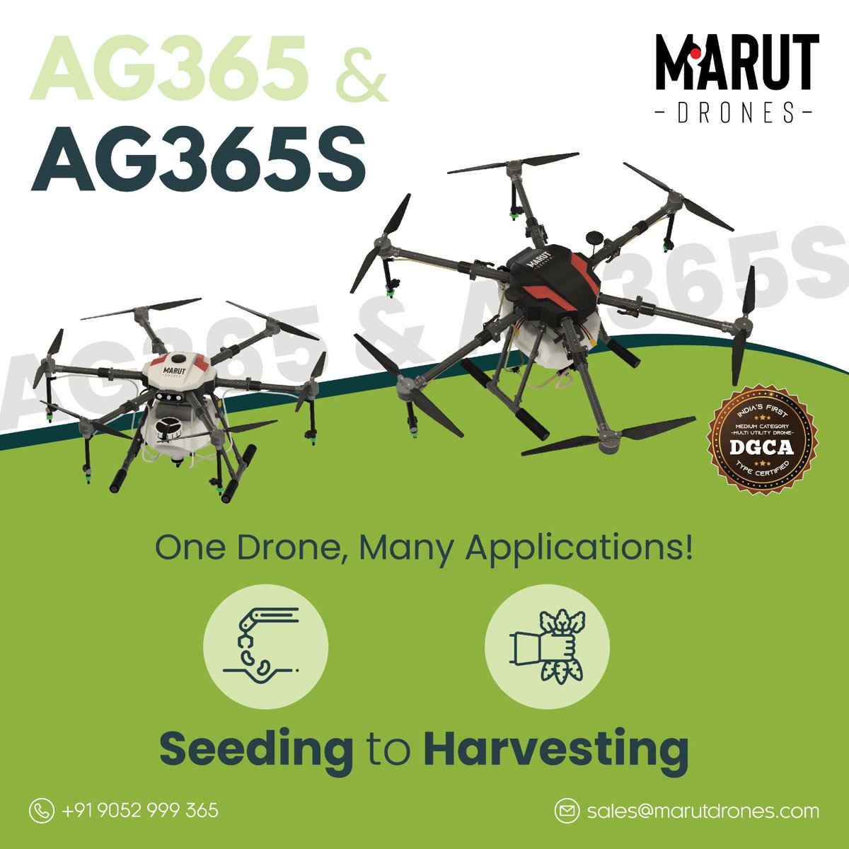 Revolutionize farming with Marut Drones AG365 & AG365S. Effortless precision from seeding to harvest. Unlock insights and elevate your farming game. @marutdrones #MarutDrones #DroneTech #PrecisionAgri #FarmingRevolution