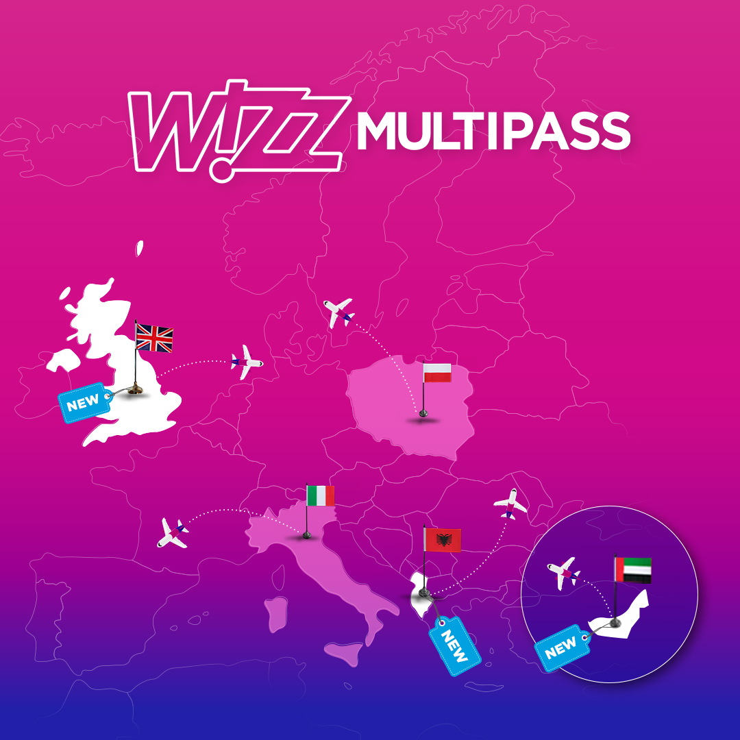 📣 WIZZ MultiPass has landed in the UK and UAE ✈️ Want to know more about how our MultiPass subscription can help you travel even more? Head to our website to find out: brnw.ch/21wJPQf