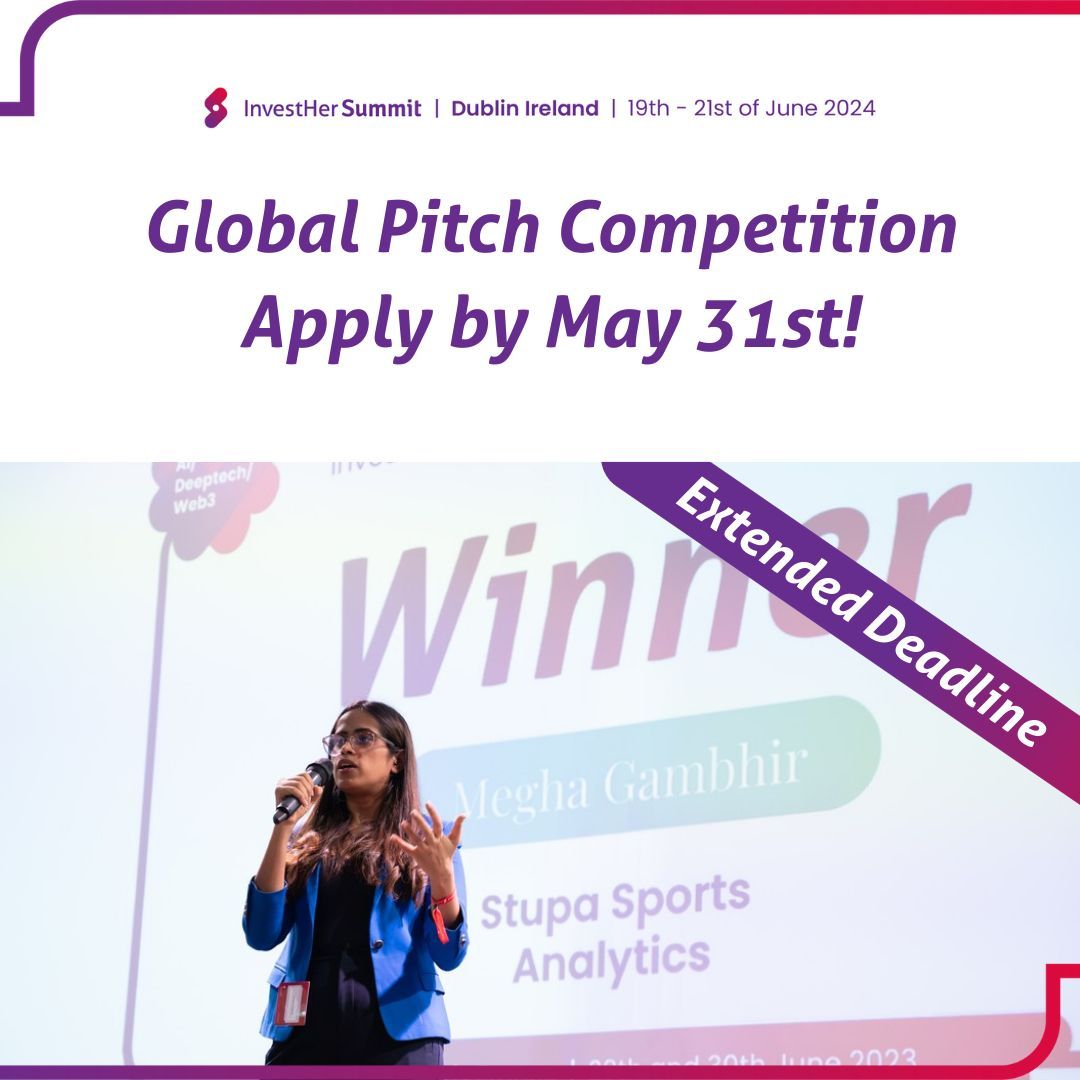 🔥 Apply Now for the @InvestHerSummit Global Pitch Competition 🌍 Women Entrepreneurs, don’t miss this chance to showcase your startup ✨ and connect with top investors 💸 Deadline: May 31st! Apply Now → bit.ly/GlobalPitchApp… #GlobalPitchCompetition #CommunityIsCapital