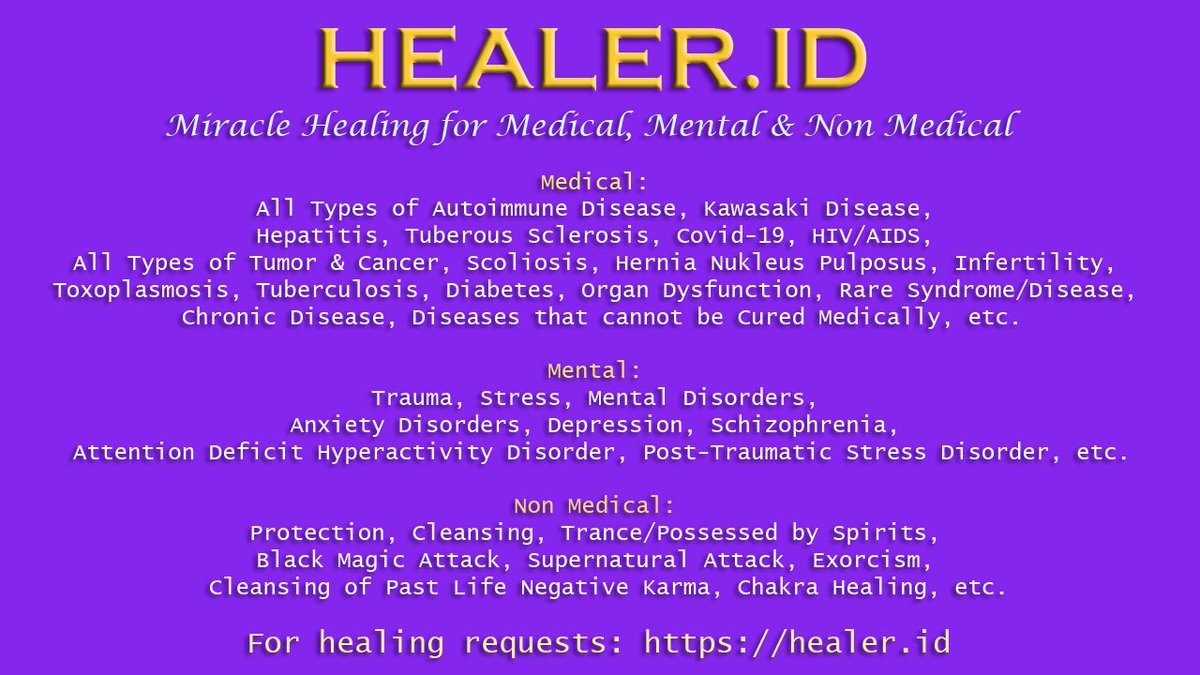 healerdotid's tweet image. Miracle healing for medical, mental &amp;amp; non medical. Contact us now to free you from the disease you are suffering from. For healing requests:  healer.id #OrganDysfunction #Cancer #Tumor #Tumour #Origin #Hospice #Cure #Healer #Schizophrenia #hiv #aids #Leukemia #plhiv