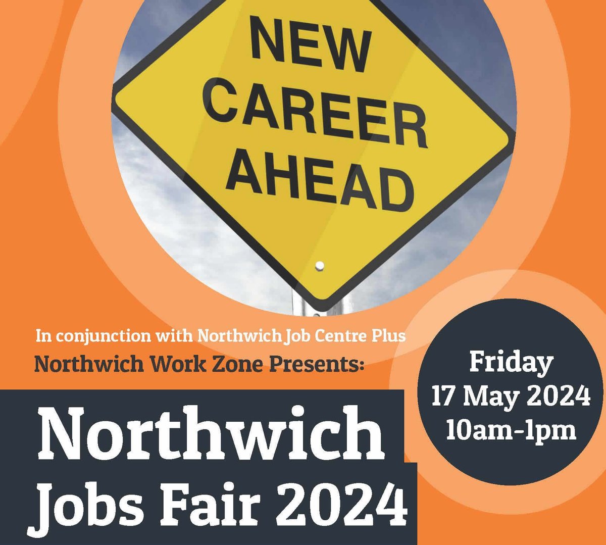 Looking for a new job? Come along to the Northwich Jobs Fair tomorrow (Friday, 17 May) 10am-1pm. There'll be a host of local and regional employers with vacancies on offer, 📍 Barons Quay, Leicester St, CW9 5LG For more information, contact Northwich Work Zone: 📱 07833 236675